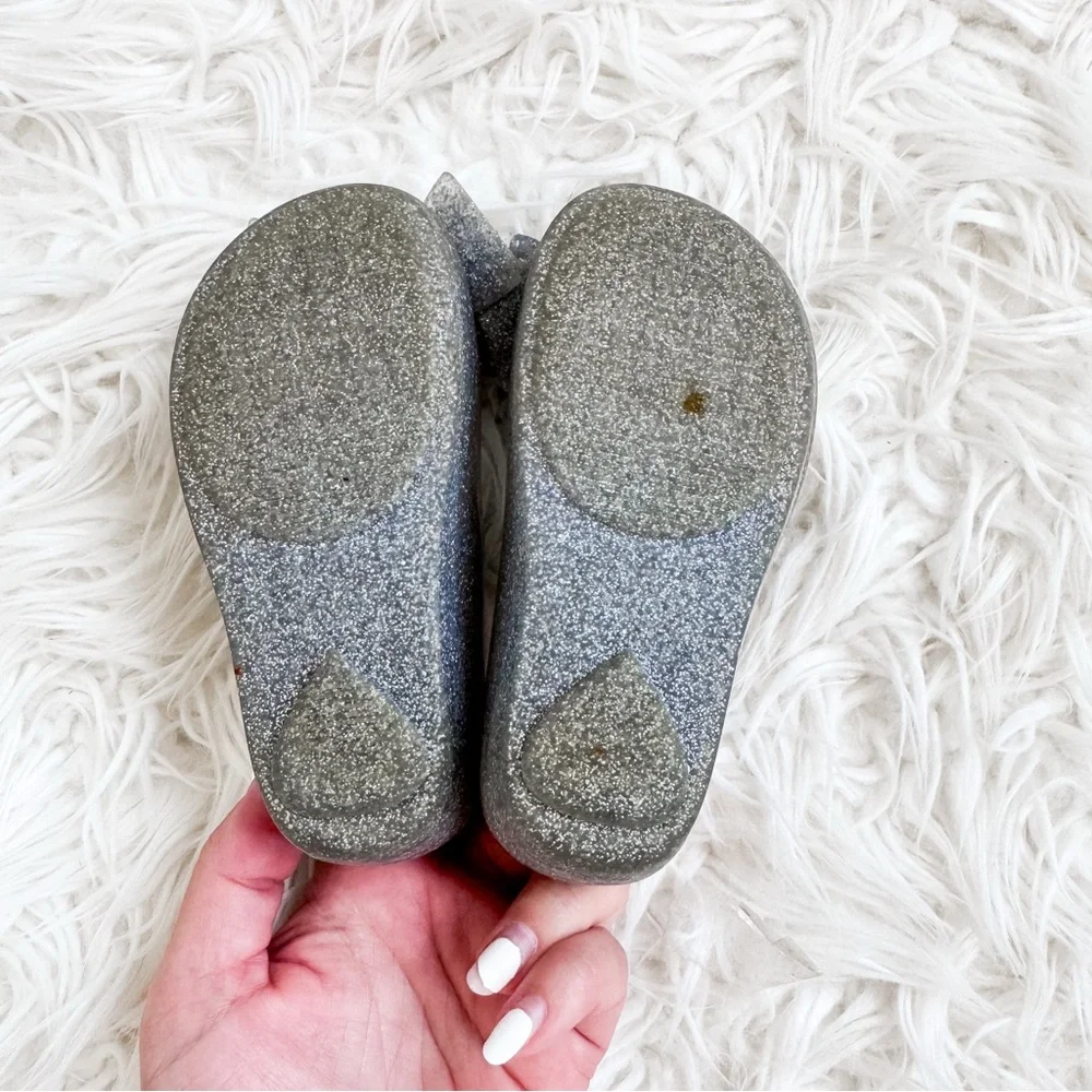 Mini Melissa Disney Frozen Glitter Silver Bow Mary Jane Shoes